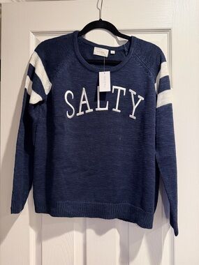 Mia & Tess Women’s Small Navy Crewneck “Salty” Sweater NWT